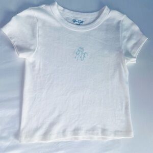 Brandy Melville White Crop Top with Blue Jellyfish